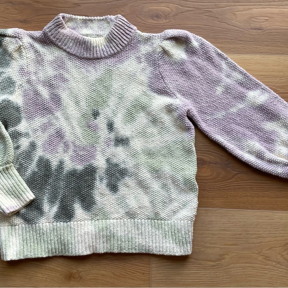Madewell Puff Sleeved Tie Dye Cotton Sweater Medium